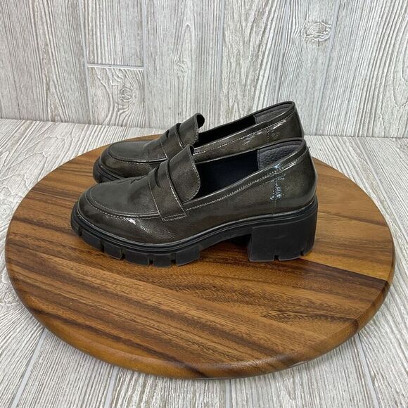 Crown Vintage Women's Size 8.5M Embossed Faux Leather Platform Loafers Green - Picture 3 of 10